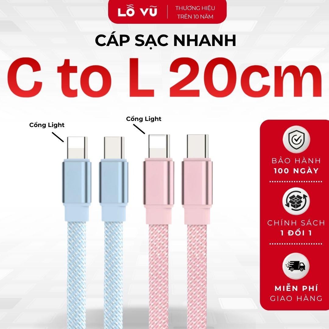 Combo 3 - Cáp sạc dù C to L 20cm - Xanh