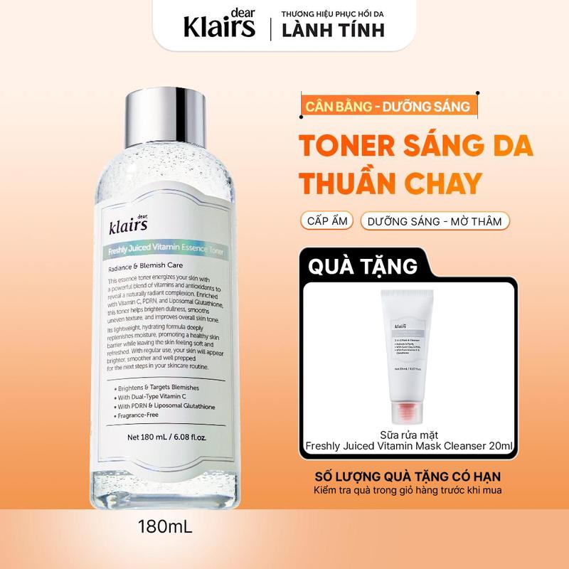 [ĐQ] Nước hoa hồng Dear, Klairs Freshly Juiced Vitamin Essence Toner hỗ trợ làm sáng da 180ml
