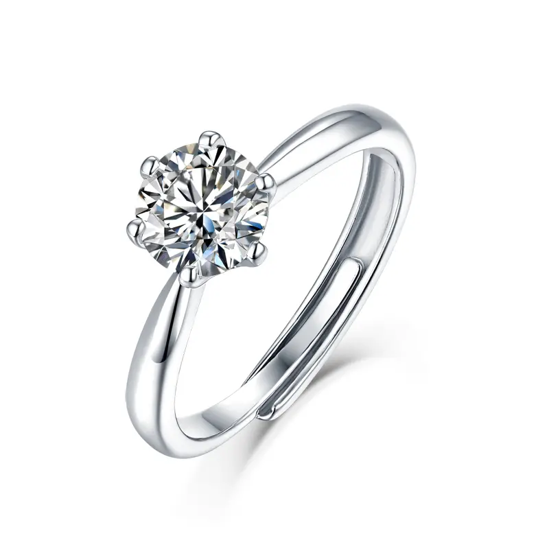 Moissanite 925 Sterling Silver Adjustable Ring | Elegant Gift for Engagements, Weddings & Birthdays
