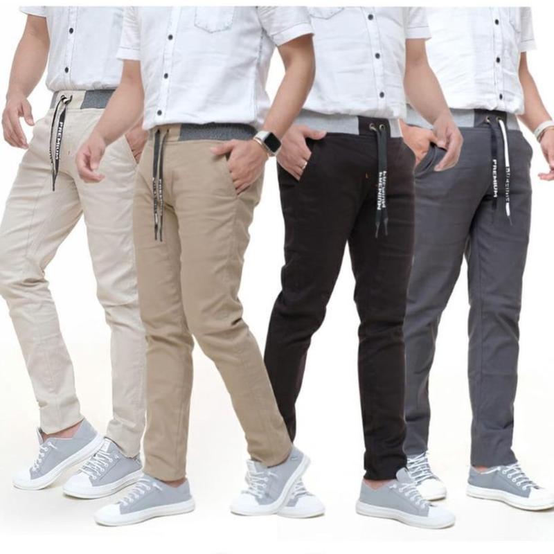 Celana Chino Panjang Pria Big Size Jumbo 27-38 Bahan Melar Adem Dewasa Katun Twill - CNR 1