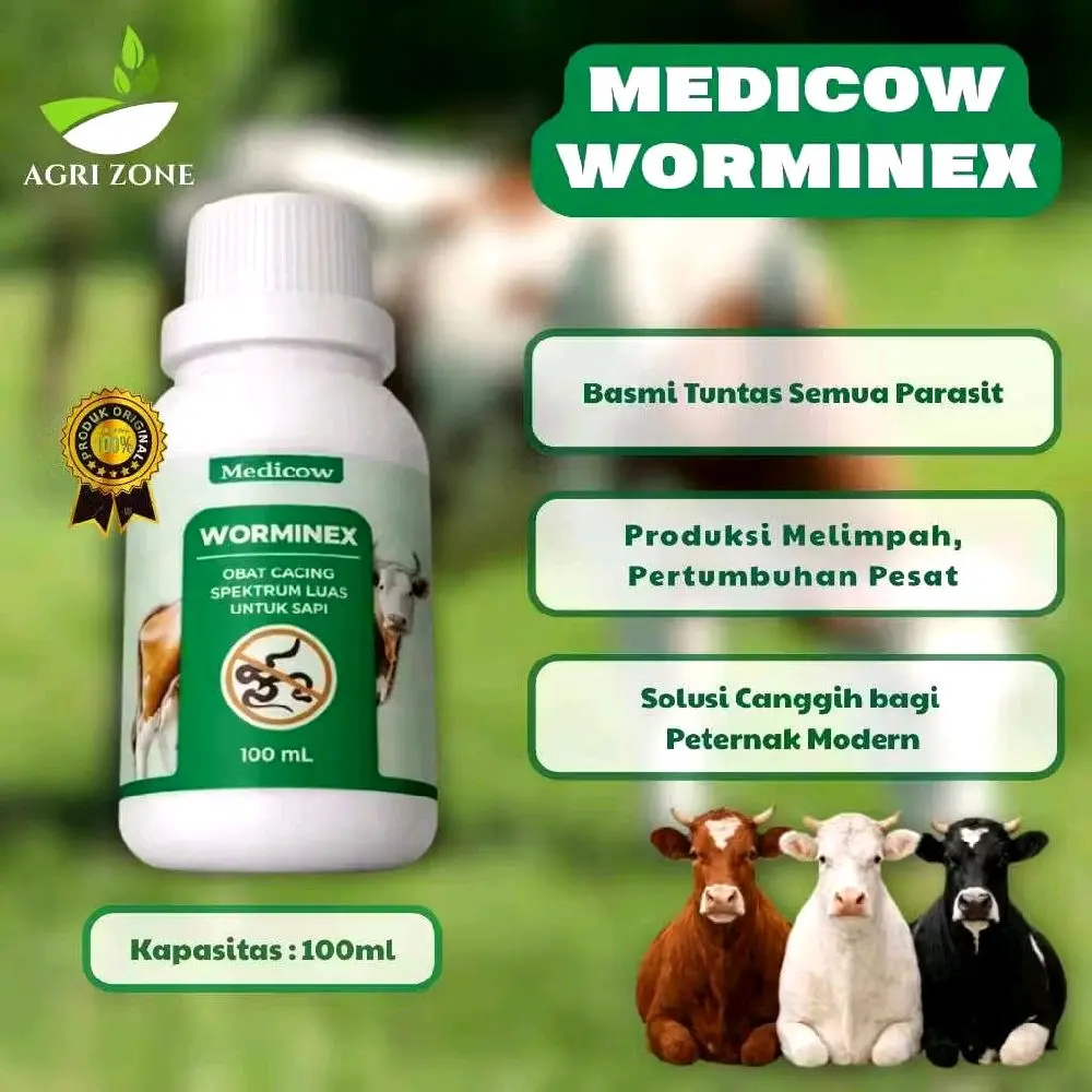 Obat Cacing Sapi Kambing dan Onta Worminex  100ML vitamin unggas