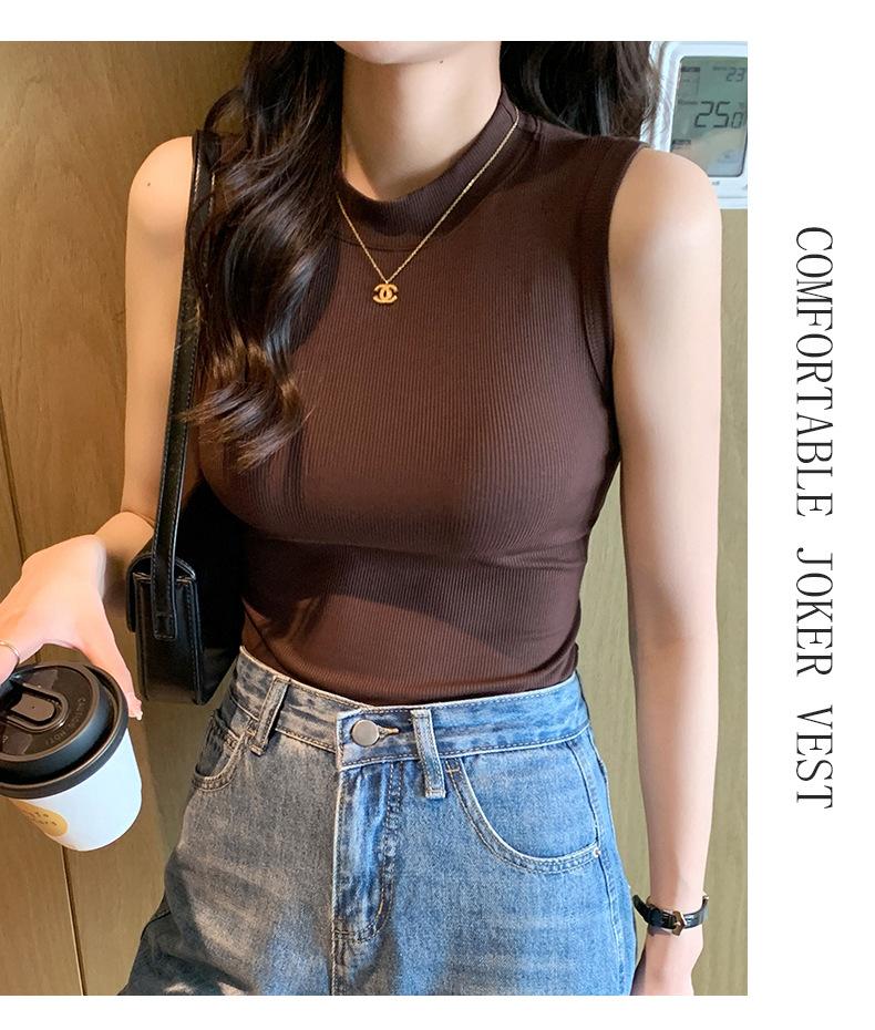 Product Introduction of Round neck thread base shirt for women with sleeveless vest suspender cover for breasts outside and inner tops new style hot base underwear outside and strapless beautiful back top 17
