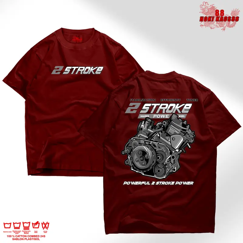 Hoki Kaos88 Kaos Distro 2 Stroke V.1 Racing Style Unisex Pria Wanita Cotton Combed 30s Hoki Kaos88 Baju Motor Keren Oblong Surfing Anime Bisa Cod Katun Sablon Samping Jepang 3