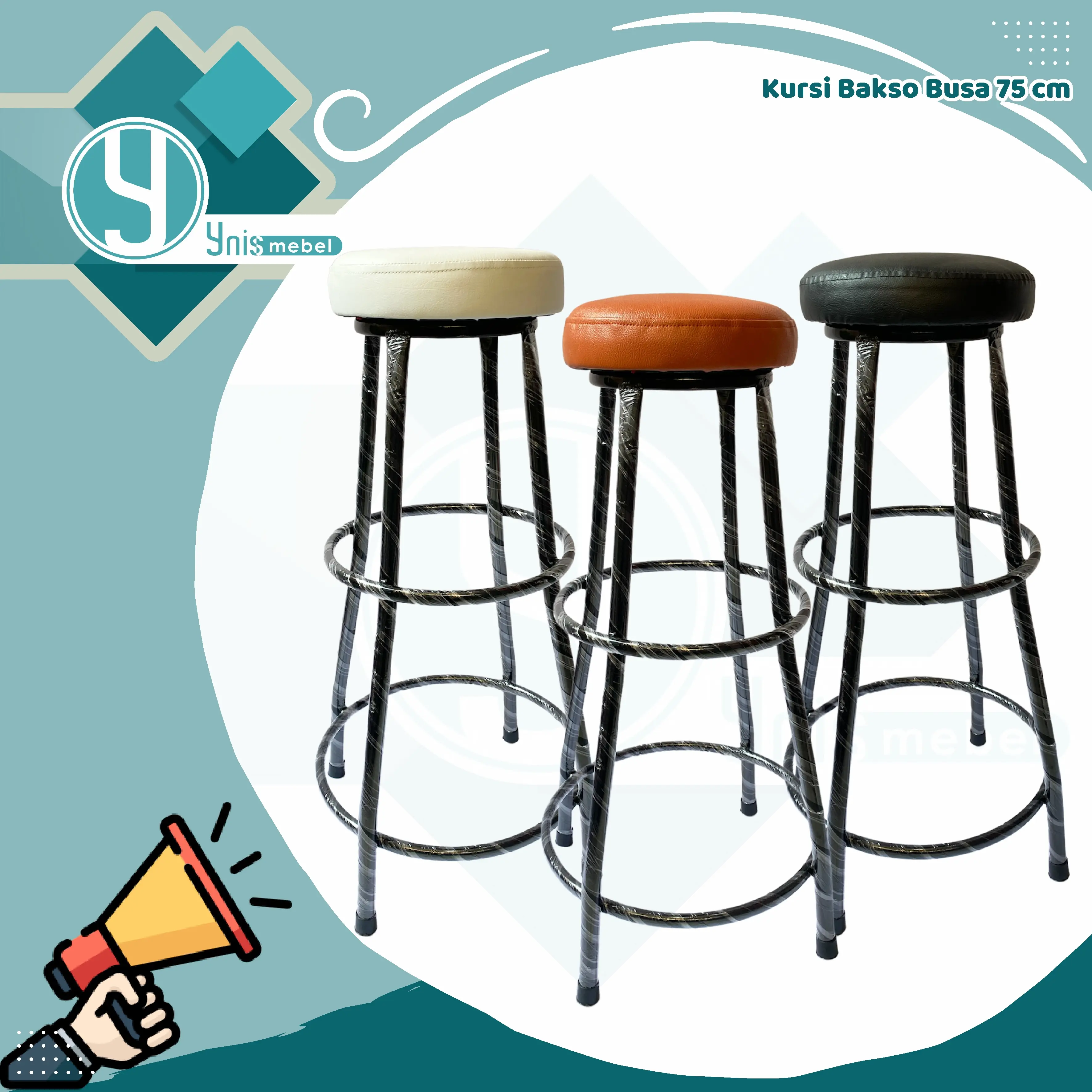 kursi outdoor 75 cm / 60cm / 50cm / 40cm / 25cm / kursi busa / dudukan busa / kursi kuat / kursi lab / kursi estetik / bangku cafe / kursi besi / kursi cafe / salon / warung / kedai / murah meriah / awet Furniture