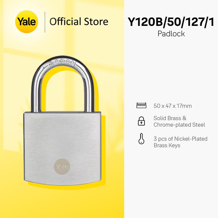 Gambar YALE YALE 50mm BRASS PADLOCK WITH SATIN CHROME FINISH (Gembok) Y120B/50/127/1 50mm dari Yale Home Indonesia Kota Administrasi Jakarta Barat Tokopedia