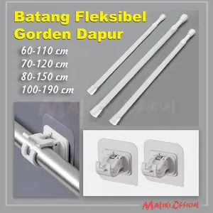 Maliki Official Tiang Fleksibel & Braket Gorden Kolong Dapur Aluminium Ringan Tahan Karat Solusi Praktis untuk Rumah Anda