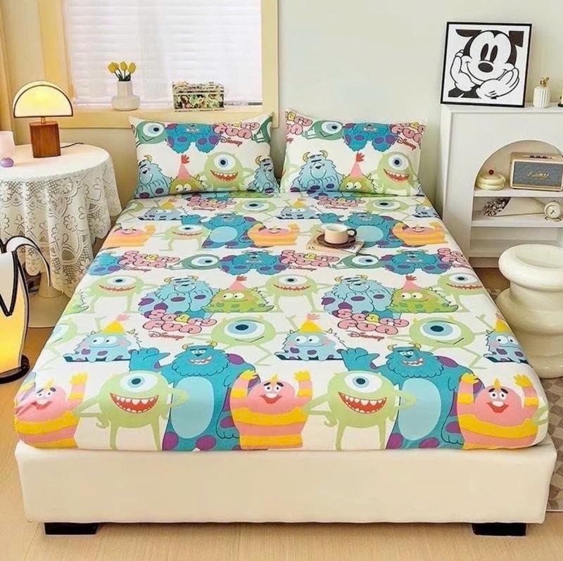 Bộ ga gối 3 món bọc đệm 2-10cm ,chất poly cotton,kích thước từ 1m-2m mẫu caro 6