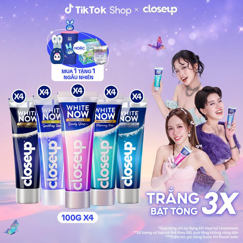  Combo 4 Kem đánh răng Closeup White Now - Trắng Bật Tông 3X TỨC THÌ với Công nghệ Ánh Sáng Xanh 100g  1  