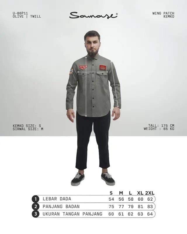 SAMASE KEMKO Kemeja Koko Uniform Wing Patch 01U150P Katun Twill Material 5