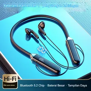 Headphone Bluetooth nirkabel baru dengan mikrofon dual stereo headphone  hanging leher headphone