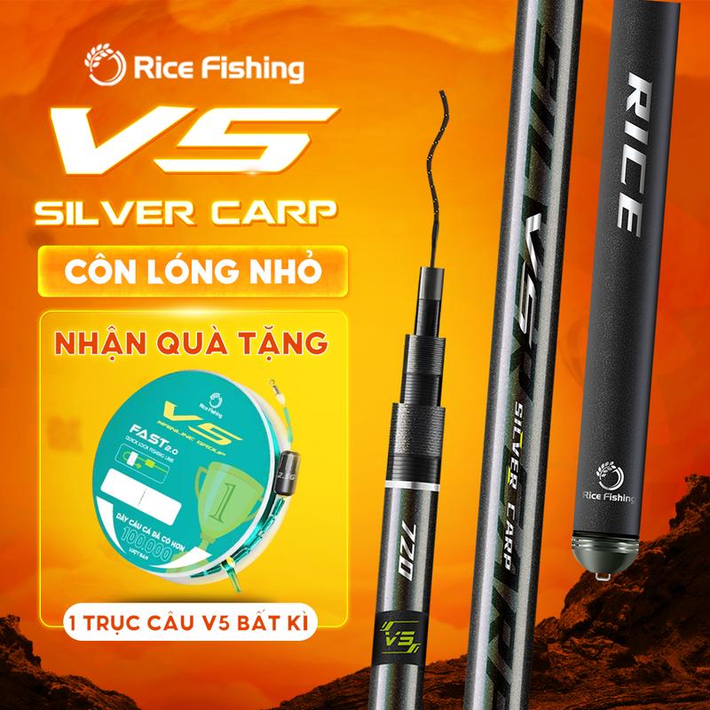 Cần câu đài V5 SILVER CARP RiceFishing chất liệu carbon cao cấp chuyên câu cá chép, cá mè CC-34