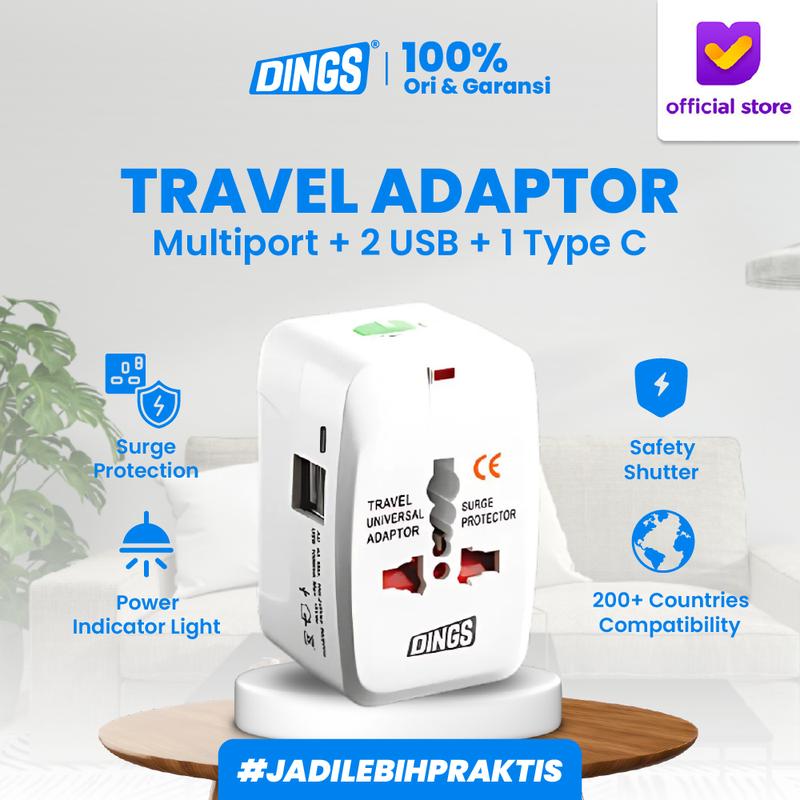 【DEALS】DINGS Colokan Adaptor Universal USB & Type-C Charger Travel ...