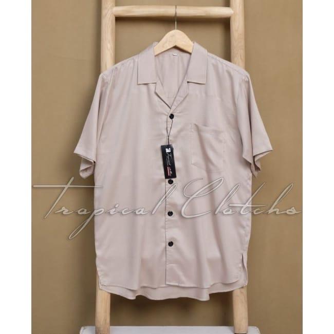 Kemeja Hawai Polos Lengan Pendek Pria/Wanita Rayon Premium Model Reguler - Baju,  Basic 1
