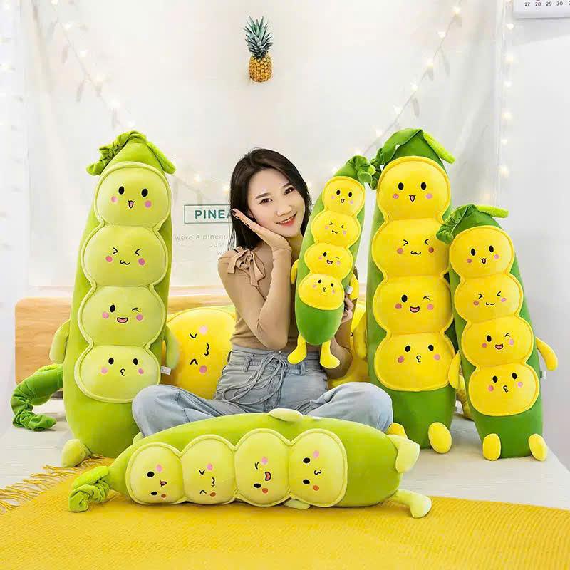 Gối Ôm Hạt Đậu Xanh Gấu bông ANVIHOME Gối Ôm hạt đậu Cảm Xúc Mền Mịn Dễ Thương Nhập Khẩu Có Khoá Kéo Tiện Lợi Vải Nhung Co Dãn 4 Chiều 100% Bông Gòn Cao Cấp