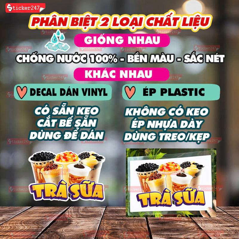 Decal Cacao Latte Chống Nước, Hình Dán/Ép Plastic Cacao Sữa Tươi Latte Dán Xe Đẩy, Xe Cafe, Dán Kính/Tường F81-2 1