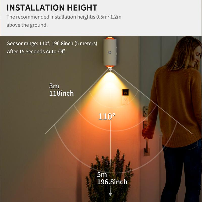 Sile Smart LED Night Light with Motion Sensor, RGB Gradient Dimmable Wall Lamp, USB Rechargeable Indoor Ambient Lighting, Magnetic Step Lamp for Entryway, Bedside, Desk