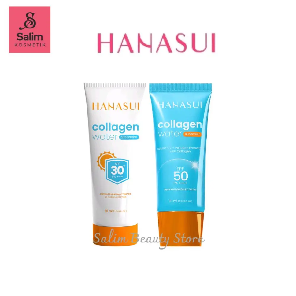 Hanasui Collagen Water Sunscreen SPF30+ PA+++, SPF50 PA++++ Perawatan Vitamin Waterproof Facial Mencerahkan