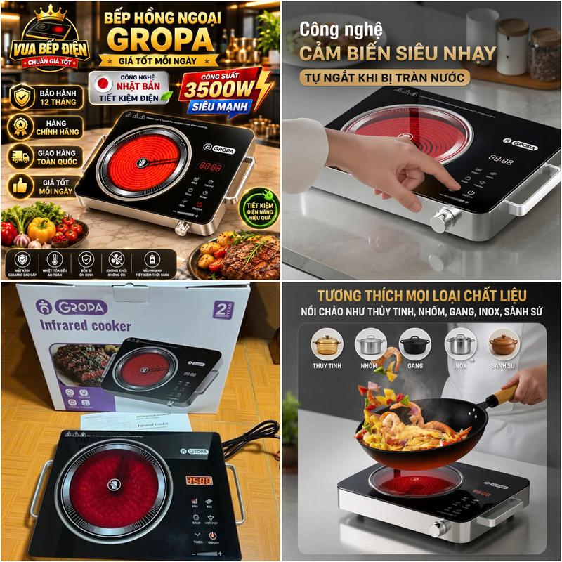 Bếp Hồng Ngoại Đôi MISU - GROPA dùng cho mọi loại Xoong Nồi Chảo - Bảo Hành 12…