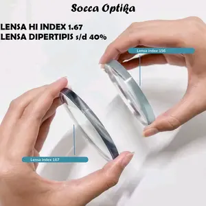 Tambahan Lensa Kacamata Hi Index 1.67 Lensa Minus Besar / Tinggi Dipertipis Blueray Bluecromic