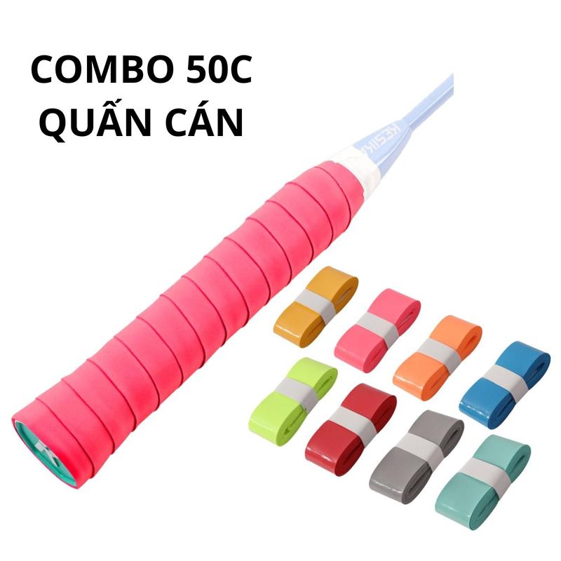 COMBO 50 ( KHÔNG LOGO )Cái Quấn Cán Vợt Cầu Lông , Vợt Pickleball , mềm mại bám tay , thấm hút mồ hôi ,  loại dày dặn cao cấp