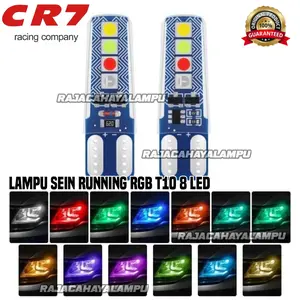 LAMPU SEIN SENJA LED T10 4 WARNA RUNNING 8 LED RGB SENJA SEIN FLASH T10 4 WARNA UNIVERSAL