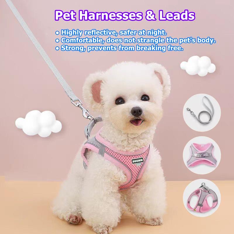 Dây Xích Mèo Dây Đai nịt kiểu vest Dành Cho Chó Mèo Chống Thoát Hiểm Phản quang Thích Hợp Cho Mèo Và Chó Ngoài Trời