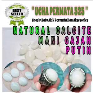 cincin batu akik mg putih natural calcite / kalung liontin mani gajah putih Elegan Ring