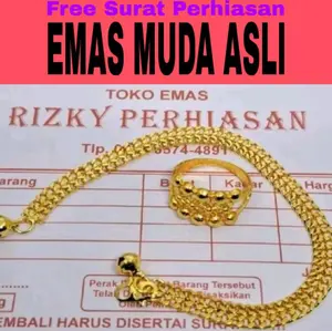 GELANG FREE CINCIN ANTI LUNTUR ANTI KARAT, GELANG PERHIASAN LAPIS E MAS MUDA IMPORT WANITA