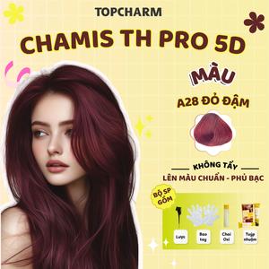 Kem Nhuộm Tóc Đỏ Đậm, Đỏ Nâu Cherry A28 Thời Trang Chamis TH Pro Kem Nhuộm Tóc 5D Màu Không Cần Tẩy Dưỡng Tóc Nữ Chuẩn Salon Găng Tay Oxy