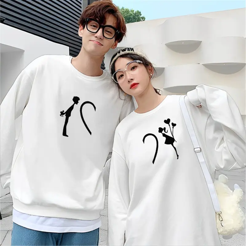 Kaos Couple Pasangan Love Orang/Kaos Pria Wanita Lengan Panjang Bahan Baby Terry Premium/Kaos Kapelan 1