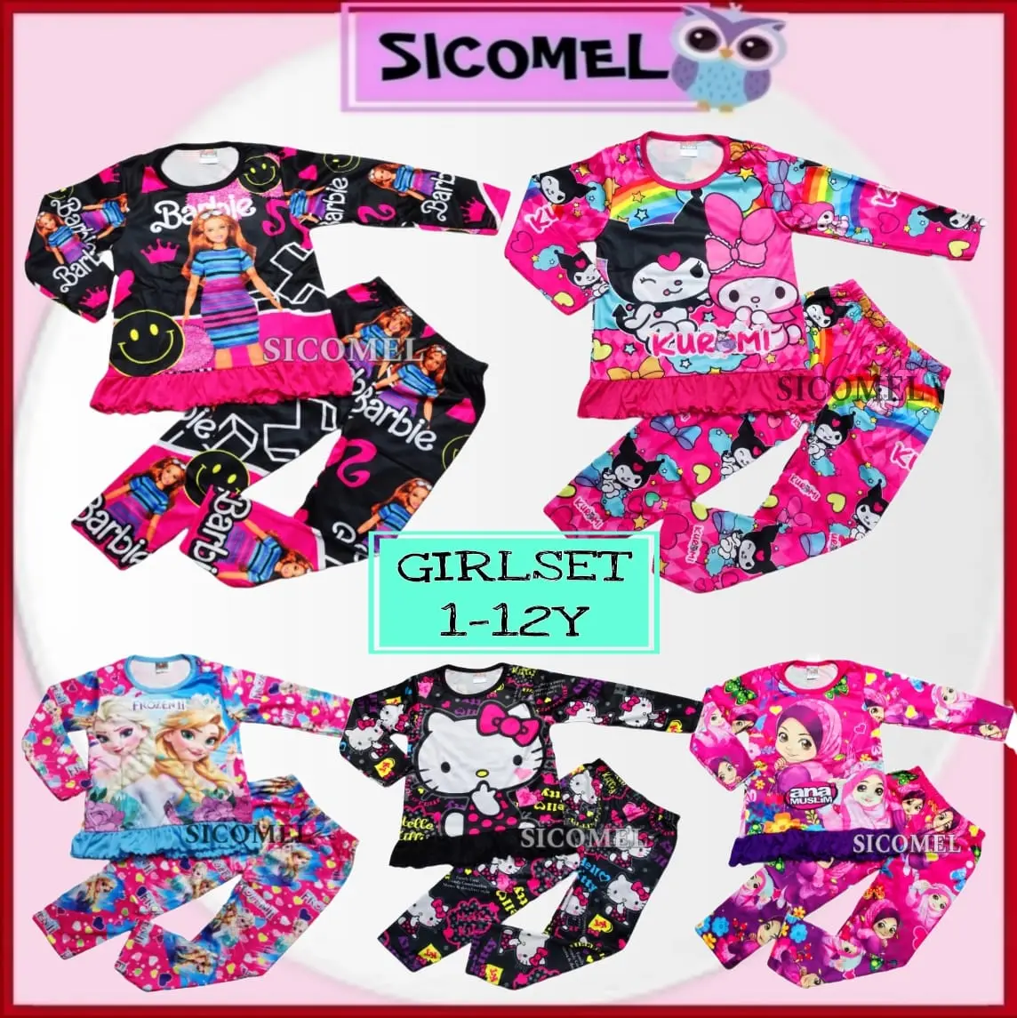 [1-12] Piyama Budak Perempuan Lengan Panjang Girl Longsleeve Micro Baju Tido Kanak2 Pajamas Kanak2 - Travel, Baby Baby Travel Bayi Bayi