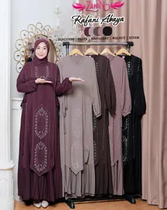 ZAHIN RAFANI Abaya Bahan Marina Adem Nyaman Ori Zahin LEBARAN Lengan Karet Saku Kanan Busui Friendly Resleting Aktif Swarosky Mewah Mewah Muslim Outer Gamis Gamis Kaftan