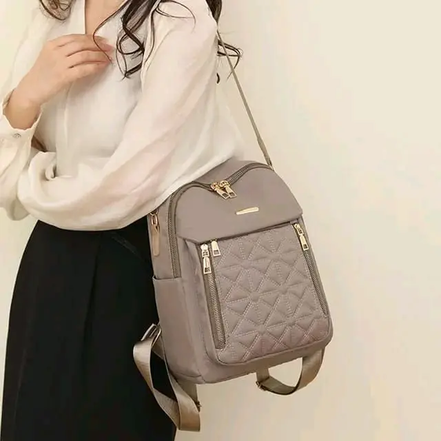 Tas Ransel Sekolah Wanita Anti Air Bahan Nilon Korea Setyle - Selempang Backpack gendong 4