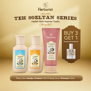 [TEH SOELTAN LOTION & SERUM] Herborist Package Teh Soeltan Body Lotion Sendja & Emboen + Body Serum Romansa / Poernama + Free Gift