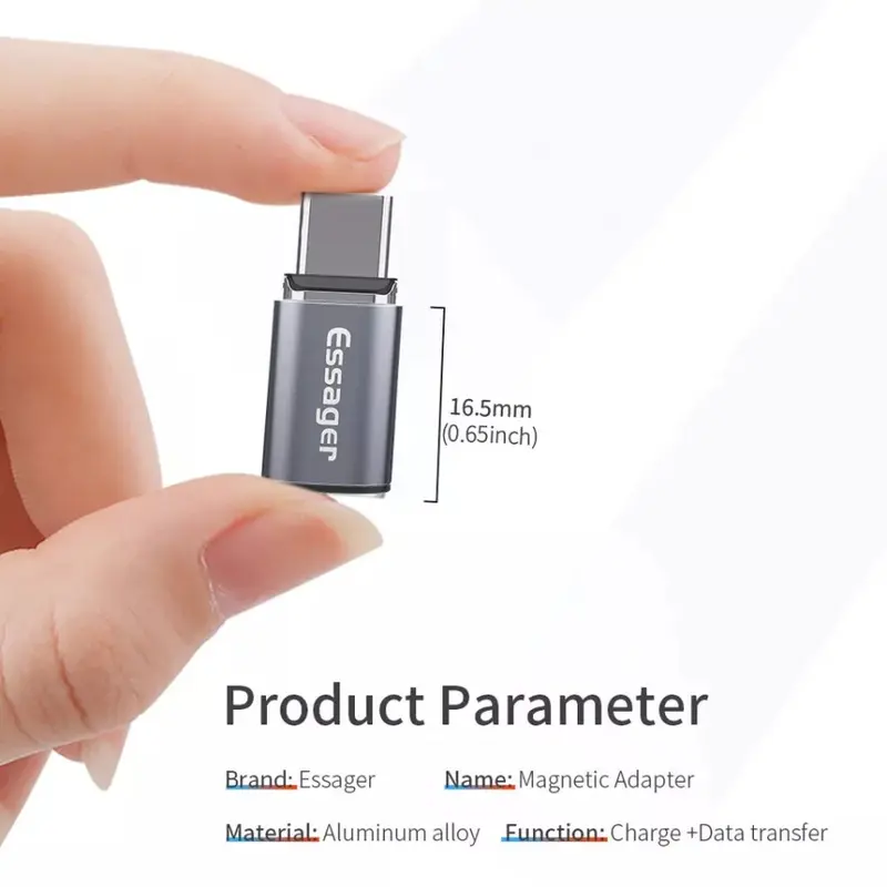 Essager Mini Magnetic Adaptor USB C 3in1 Micro Type C Lightning iPhone Adapter Converter 2.4A QC3.0 Charging Data 8