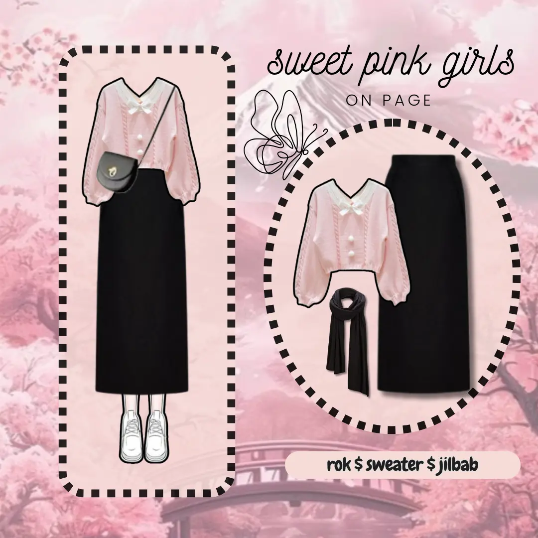 outfit kekinian korean style | rok span | sweater| jilbab oneset remaja terbaru atasan bawahan setelan ootd EY-005