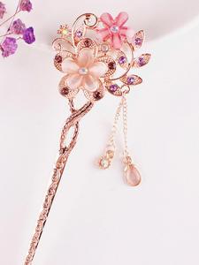 Horquilla Elegante Floral con Borlas, Accesorio de Estilo Tradicional para Mujer, Perfecta para Ocasiones Especiales y Uso Diario