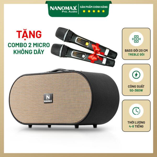 Loa Xách Tay Karaoke Công Suất Lớn 380W | Loa Kéo Giá Rẻ Nanomax X22 Bass Đôi 20 | Loa Kéo Bluetooth Đọc Được Usb Củ Loa Nghe Nhạc Kem Không Dây loa sach