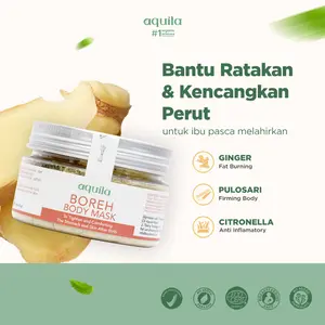 Aquila Official Natural Boreh Body Mask 50 g - Pengencang Perut Kendur Pasca Melahirkan | Mengencangkan Perut Kendur