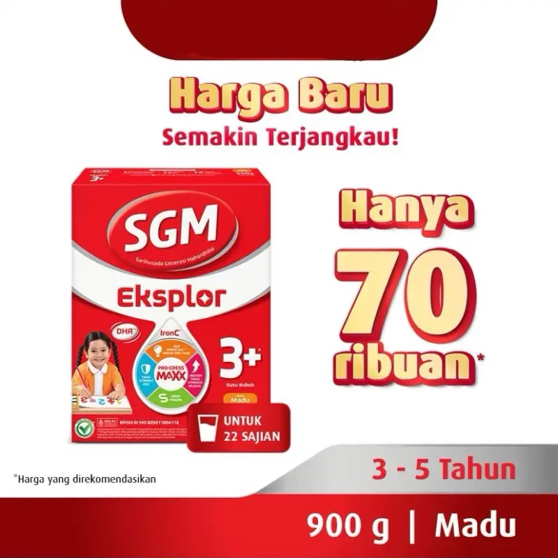 SUSU SGM Eksplor 3+ 900gr / Vanilla / Madu / Susu Anak Usia 3-5 tahun