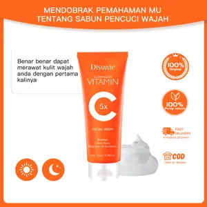 DISUNIE 5X Vitamin C & Collagen Facial Wash 100g Pemutih lembut dalam 30 hari Memutihkan dan kulit secara mendalam Minyak yang menyegarkan dan penyeimbang kekeringan pertama kalinya memberikan perawatan kulit anda skin vitamin cavo Wajah Cleanser Muka