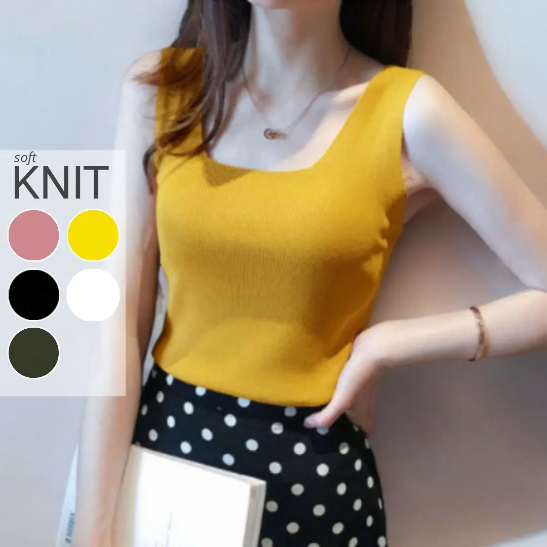 Atasan Rajut Wanita Big U-Neck Sleeveless Soft Elegant MY203 tanktop tank top wanita Softknit import Stretch Nyaman Melar Dalaman Basic Singlet Simple Panjang Lembut