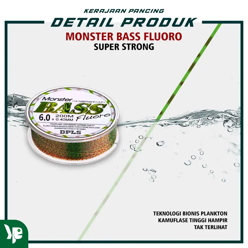 Kerajaan Pancing Tali Pancing Bass FLUOROCARBON 200M Hijau Lumut Bahan Nilon 5