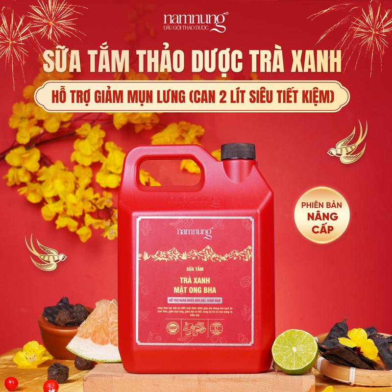 FLASH SALE Sắp cháy hàng Sữa tắm thảo dược BHA trà xanh hỗ trợ làm sạch dịu nhẹ giảm mụn lưng Can bigsize tiết kiệm 2 lít Chăm sóc cơ thể nữ - Giảm 39%