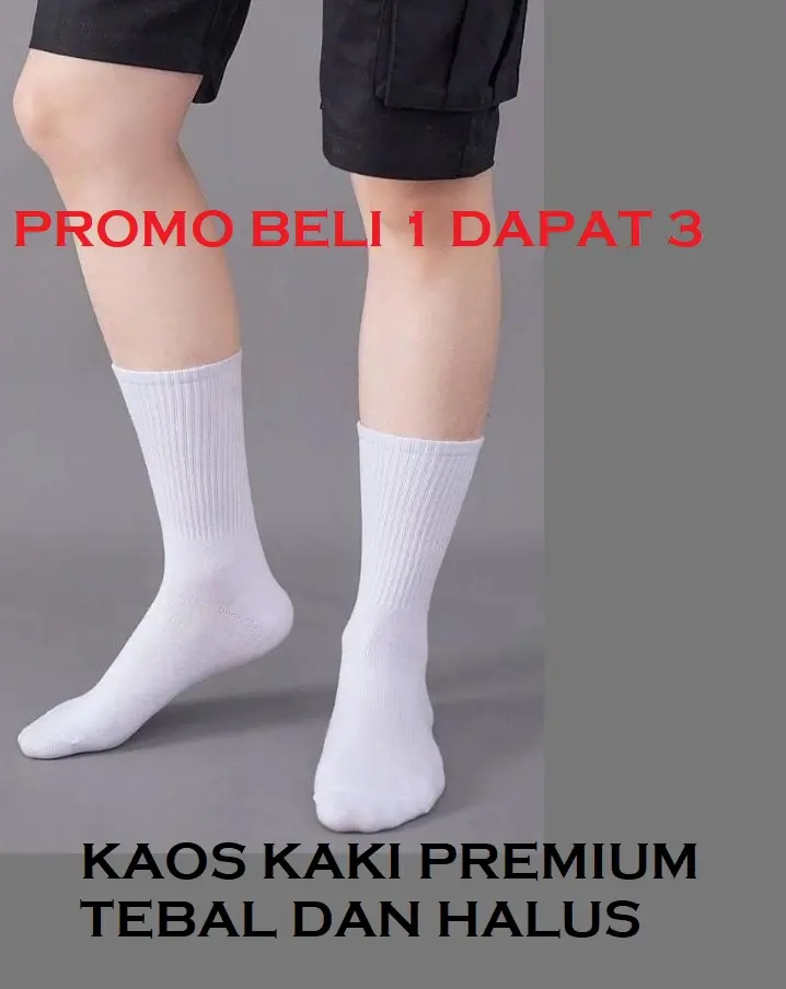 beli 1 dapat 3, kaos kaki distro putih polos premium Quality, tebal dan halus. menyerap keringat