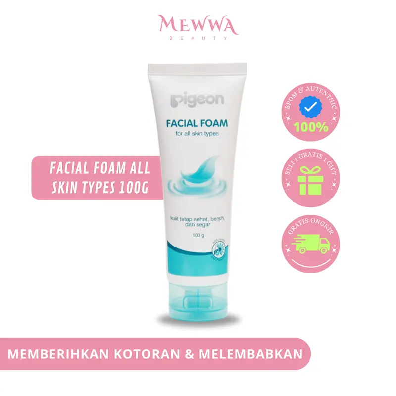 Mewwa Beauty - PIGEON Facial Foam All Skin Type 100g - Sabun Muka Pembersih kotoran Bekas Riasan Tanpa Iritasi Original BPOM 0