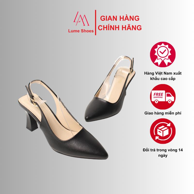 Sục quai HẬU cao gót nữ, mũi NHỌN, màu đen và kem Lume 13 da PU cao cấp, đế cao su non chống trơn trượt, đế cao 5cm- 7cm_GiàY DéP Shoes Women