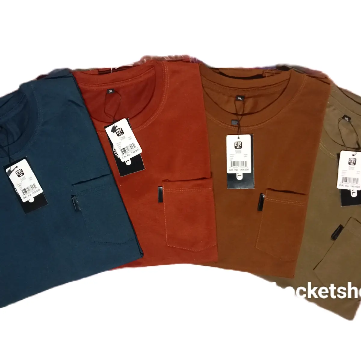 4pcs 100rb kaos poket kaos kantong depan kaos pria wanita Variasi Oblong Polos Baju