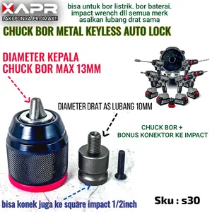 APR JAPAN Kepala bor S15 S30 S31 S32 10,13mm bonus konektor impact wrench adapter impek ke bor kunci