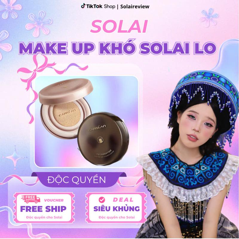   solai X Carslan Cushion phiên bản dưỡng ẩm  kiềm dầu Carslan,Giữ lớp trang điểm cả ngày Lớp trang điểm không bị loang lổ 13.5g+ Mua 1 Tặng 3  Son tint mini  màu random  *1+kem nâng tông da 5g*1+phan phu mini 1g*1 